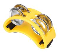 MOTHNUR Tambourin à Pied Double Rangée Instrument de Percussion Shakers Uniques Couleur Jaune Matériau Résistant pour Développement Motricité et Initiation Musique Usage Ludique et