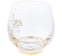 MOTHNUR Tasse à Thé en Verre Cristal Décor Doré la Main, Verre à Eau et Whisky, 1 Pièce, Compatible Micro-ondes, pour Maison, Bureau et Fêtes, Présent Élégant pour Amis et Famille