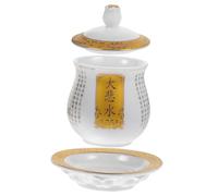 MOTHNUR Tasse Offrande Bouddhiste Céramique Lotus Coupe Eau de Culte Élégante pour Temple et Décoration Mug Offrande Eau Sacrée Taille L Blanc