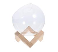 MOTHNUR Vase Verre Rond pour Plantes avec Support Bois Terrarium Transparent à Ouverture Inclinée Jardinière Décorative pour Plantes Serre Intérieur pour Balcon et Maison