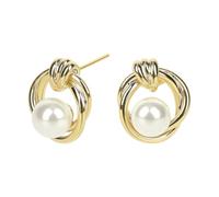MOTIBACK Boucles d'oreilles en perles dorées pour femme - En argent 925 - Avec cercle doré - Boucles d'oreilles à perles tendance