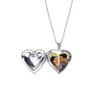 MOTIBACK Collier en acier inoxydable avec pendentif en forme de cœur, ouvrable pour prendre des photos, personnalisable, idéal pour un usage quotidien et des occasions spéciales comme les