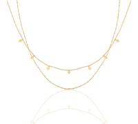 MOTIBACK Collier multicouche doré avec pendentif en forme de losange - Longueur réglable et design léger, pour un usage quotidien et festif, idéal pour les femmes comme idée cadeau