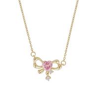 MOTIBACK Collier nœud avec zircone 5A - Collier réglable plaqué or pour femme - Idéal pour les fêtes et le look quotidien - Élégant collier avec nœud