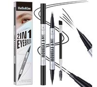 MOTIBACK Double tête Crayon Sourcil Micro-Fourchu à 2 Pointes Livré avec une brosse à sourcils et à cils - Imperméable Transpiration, Tenue Longue pour Sourcils Naturels et Définis (Noir-05)