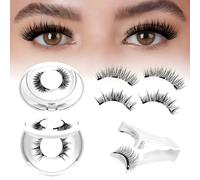 MOTIBACK Faux Cils Magnétiques Réutilisables - Kit 2 Paires avec Applicateur Magnétique | Cils Magnétiques Naturels Yeux de Biche | Sans Colle & Confort Optimal（24P+K7）