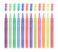 MOTIBACK Lot de 12 feutres à paillettes monocoupées 3 mm - Stylos à paillettes colorés pour enfants, idées cadeaux et dessin - Couleurs à l'esprit sûres et brillantes