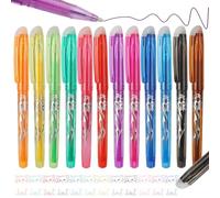 MOTIBACK Lot de 12 stylos à bille effaçables - 0,5 mm - Stylos à encre gel effaçables - Stylos à encre gel effaçables - Pour fournitures scolaires, fournitures de bureau - Étudiants
