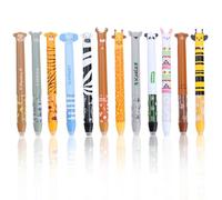 MOTIBACK Lot de 12 stylos à bille effaçables avec encre gel thermo-sensible bleue et rouge, pointe de 0,7 mm, différentes couleurs d'encre et designs de corps (A+B)