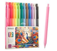 MOTIBACK Lot de 12 stylos à bille rétractables à encre gel - 12 couleurs - Avec pointe moyenne de 0,6 mm - Pour écrire, séchage rapide, peinture, bullet journal