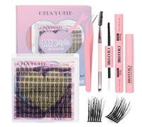 MOTIBACK Lot de 120 extensions de cils denses - 10-18 mm - Grappes de cils naturels avec ruban fin et outils pour la maison