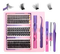 MOTIBACK Lot de 160 extensions de cils individuels - Avec colle et scellage pour cils - Brosse - Extensions de cils - Volume - 10-16 mm