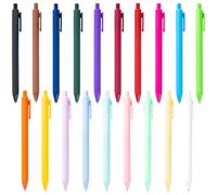 MOTIBACK Lot de 19 stylos bille rétractables 0.7 mm - Stylos noirs à encre fluide - Coque couleur macaron antidérapante - Pour école bureau et cadeau（macaron）