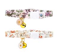 MOTIBACK Lot de 2 colliers pour chat avec clochettes, collier marguerite à libération rapide avec clochette, fournitures pour animaux domestiques