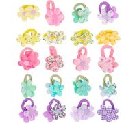 MOTIBACK Lot de 20 chouchous à cheveux pour enfants, élastiques et antidérapants, design floral, idéal pour le quotidien, les fêtes et la maternelle - Bandeaux pour cheveux pour filles et jeunes