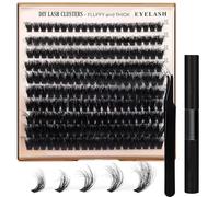 MOTIBACK Lot de 200 extensions de cils - Fluffy Lash - 200D Curl - Avec pince à épiler et joint et pince à épiler