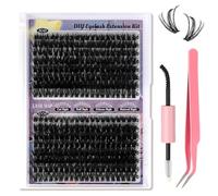 MOTIBACK Lot de 280 extensions de cils volumineux (mélange 80D + 100D), 10-18 mm, kit complet avec pince à épiler et brosse à cils pour un look DIY extrêmement volumineux