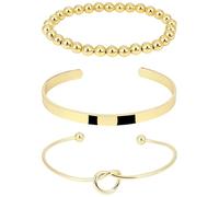 MOTIBACK Lot de 3 bracelets pour femme en acier inoxydable plaqué or bracelets réglables étanches bijoux cadeau pour femmes-4