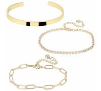 MOTIBACK Lot de 3 bracelets pour femme en or plaqué or bracelets réglables étanches bijoux cadeau pour femmes-3