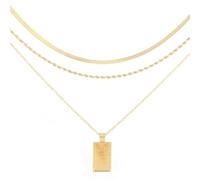 MOTIBACK Lot de 3 colliers empilables pour femme avec pendentif personnalisé en acier inoxydable de qualité supérieure
