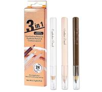 MOTIBACK Lot de 3 crayons à sourcils Brow Pencil imperméables en marron clair, marron foncé et curry léger, longue durée et résistants aux frottements pour une définition naturelle (marron clair)