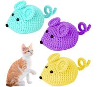 MOTIBACK Lot de 3 souris en peluche au crochet avec longue queue - Jouet interactif pour chat et chaton