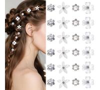 MOTIBACK Lot de 32 mini pinces à cheveux en forme de fleurs blanches - Épingles à cheveux élégantes pour femmes et filles - Idéales pour les occasions festives
