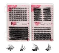 MOTIBACK Lot de 378 extensions de cils, 8 à 16 mm, sans colle, réutilisables, pour un look naturel et volumeux