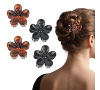 MOTIBACK Lot de 4 barrettes à cheveux en forme de fleur - Pour le quotidien, le bureau et le mariage - Cadeau idéal pour les femmes et les filles - Marron noir