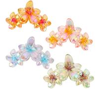 MOTIBACK Lot de 4 grandes pinces à cheveux en forme de fleurs colorées - Design antidérapant - Pour femmes et filles - Accessoires de cheveux élégants pour toutes les occasions