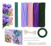 MOTIBACK Lot de 400 cure-pipes en 5 couleurs, cure-pipes, pour le bricolage, avec ruban cadeau, ruban adhésif, écussons de perles, étamines pour bouquet de fleurs, cadeaux DIY (violet)