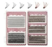 MOTIBACK Lot de 480 extensions de cils 10D, 30D, 40D, noir et marron, 8-18 mm, mélange de couleurs pour un look naturel et doux, réutilisables