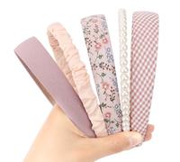 MOTIBACK Lot de 5 bandeaux à cheveux avec perles et motif floral, doux, confortables et antidérapants, adaptés pour le quotidien et les fêtes, idéal pour les femmes et les filles