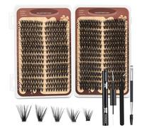 MOTIBACK Lot de 540 extensions de cils - Avec pince à épiler et brosse à double tête - 50D 60D - Longueur mélangée de 10 à 18 mm