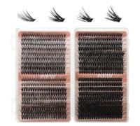 MOTIBACK Lot de 640 extensions de cils 30D, 40D, 50D, 60D, mélange 4 densités, 8-16 mm, pour le bricolage à la maison, réutilisables