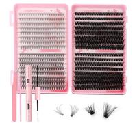 MOTIBACK Lot de 640 extensions de cils à faire soi-même, 10-16 mm, 10-40D, duveteux et denses avec outils d'application pour les fêtes au quotidien
