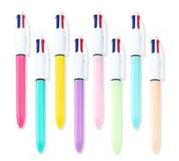 MOTIBACK Lot de 8 Stylo 4 Couleurs, Quatre Couleur Stylo Bille, 4 en 1 1,0 mm pour Fournitures de Bureau, École, Étudiants, Enfants, Cadeau