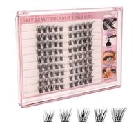 MOTIBACK Lot de 90 extensions de cils naturels auto-extension - 10-14 mm - Style œil de chat - Avec extrémités croisées - Pour un regard séduisant