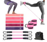 MOTIBACK Lot de bandes de résistance avec sangles de cheville, appareil d'entraînement des jambes et des fesses, bande lestée pour femme, gym, entraînement, Pilates, hanches, fitness, entraînement