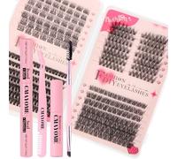 MOTIBACK Lot d'extensions de cils 30D, 40D, 50D, 60D, 80D, 100D, volume avec Bond&Remover, 8-16 mm, pour un look naturel à dramatique (A)