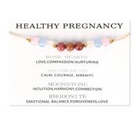 MOTIBACK Rosenquarz & Mondstein Bracelet cadeaux pour enceintes, Bracelet spirituel grossesse doit avoir, cadeaux pour la fête de la mère, grossesse bonheur bracelet dames Mondstein bijoux