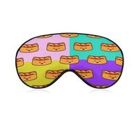 Motif (14) Masque de sommeil pour les yeux, masque de nuit, masque de sommeil compatible avec hot-dog, mignon, fast-food pour femmes et hommes, bandeau respirant pour voyage en avion, sangle réglable,