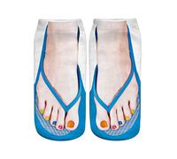 Motif 3D Manucure Imprimé Chaussettes Tongs Drôles Cachées Chaussettes de Course Femmes Personnalisé Low Cut, bleu, taille unique