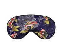 Motif (62) Masque de sommeil compatible avec l'art du poisson japonais Masque de sommeil pour les yeux pour femmes et hommes Bandeau de nuit, Cache-yeux bloquant la lumière de luxe avec sangle réglabl