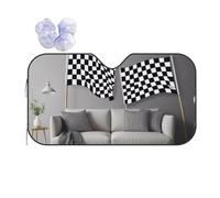 Motif À Checkered Noir Et Blanc Imprimé Voiture Pare-Soleil Pliable Couverture Pare Brise Universelle Voiture Housses De Soleils pour SUV Berlines Voitures 76x140cm