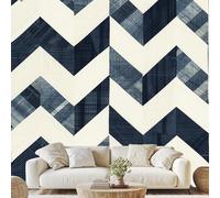 Motif à Chevrons Papier Adhesif Géométriques Rayures Vague Mural Vintage Zigzag Papier Peint 3D Effet 200x150 cm pour Salle de Bain Salon Chambre