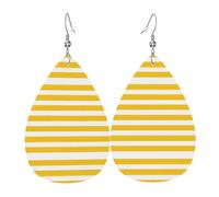 Motif à rayures jaunes zeste de citron. Cette boucle d'oreille en cuir ressemble à un pendentif en forme de goutte d'eau, tendance et polyvalente, hypoallergénique, taille unique