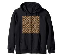 Motif Abstrait courbé des années 80 Orange brûlé sur Gris Sweat à Capuche