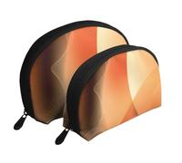 Motif Abstrait Orange et Marron, Trousse de Maquillage Coquille Femme Petit Porte-Monnaie Trousse de Toilette Trousse à cosmétiques 2 pièces