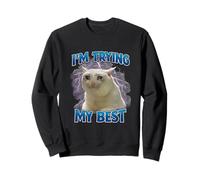 Motif Amusant avec Inscription « I'm Trying My Best Sad Cat » Sweatshirt